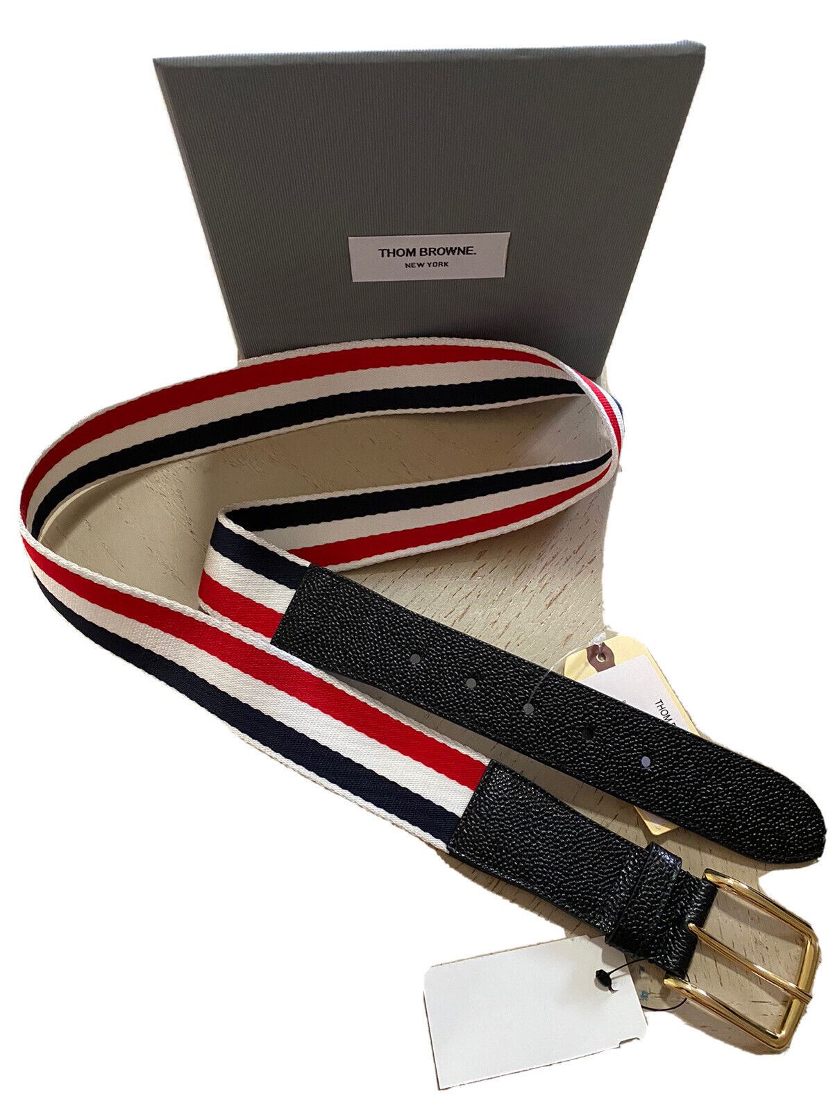 New Thom Browne Baseball Striped Belt Red/White/Blue 105/42 Italy