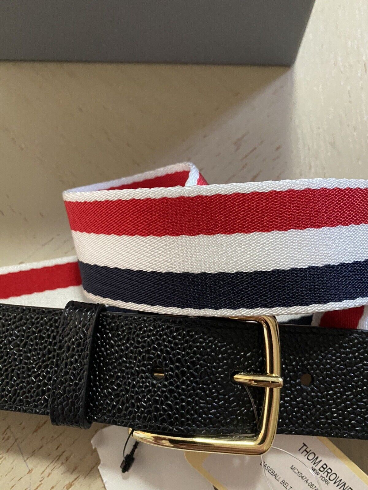 New Thom Browne Baseball Striped Belt Red/White/Blue 105/42 Italy