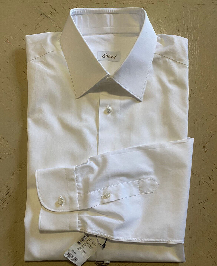 Neu mit Etikett: 675 $ Brioni Herren-Langarmhemd mit bequemer Passform, Weiß, 43/17, Italien