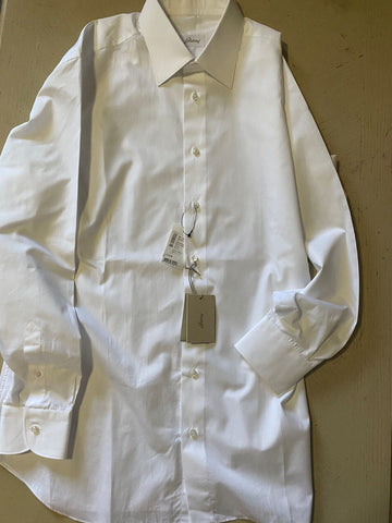 NWT $675 Brioni Mens Long Sleeve Comfort Fit Dress Shirt White 43/17 Italy