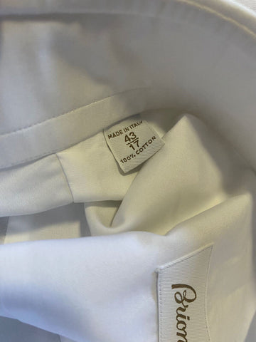 NWT $675 Brioni Mens Long Sleeve Comfort Fit Dress Shirt White 43/17 Italy