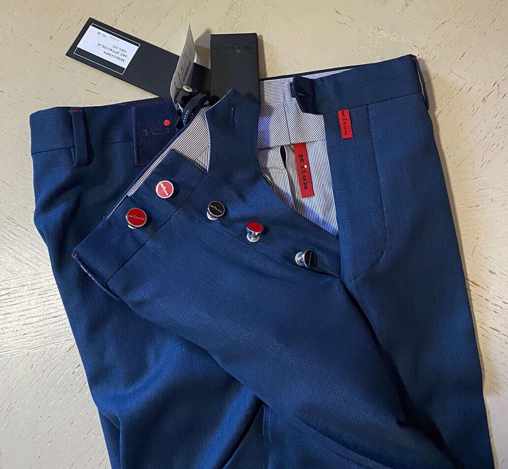 Neu mit Etikett: 1495 $ Kiton Herren-Wollanzughose Hellblau 36 US (52 Eu) Italien