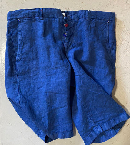 NWT $995 Kiton Mens Linen Short Pants Bright Blue 34 US/ 50 Eu Italy