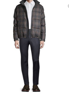 Neue $3250 Isaia Glen Plaid Puffer Jacke Weste Mantel Anthrazit 42 US/52 Eu Italien