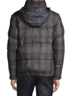 Neue $3250 Isaia Glen Plaid Puffer Jacke Weste Mantel Anthrazit 42 US/52 Eu Italien