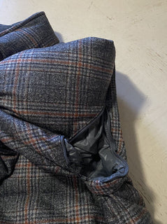 Neue $3250 Isaia Glen Plaid Puffer Jacke Weste Mantel Anthrazit 42 US/52 Eu Italien