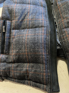 Neue $3250 Isaia Glen Plaid Puffer Jacke Weste Mantel Anthrazit 42 US/52 Eu Italien
