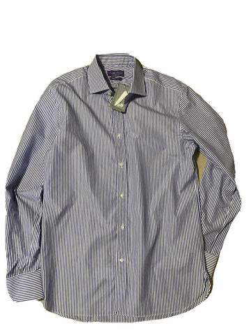 NWT $918 Ralph Lauren Purple Label Aston Striped SARTORIAL Dress Shirt 15.5 Ita.