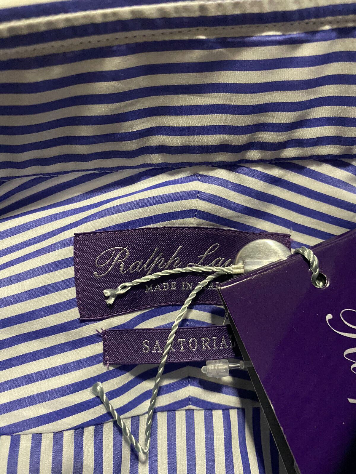 NWT 918 долларов Ralph Lauren Purple Label Классическая рубашка в полоску Aston SARTORIAL 15,5 Ita.