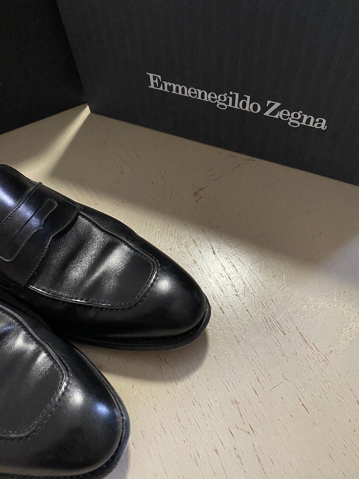$1295 Ermenegildo Zegna Couture Leather Loafers Shoes Black 9.5 US ( 42.5 Eu )