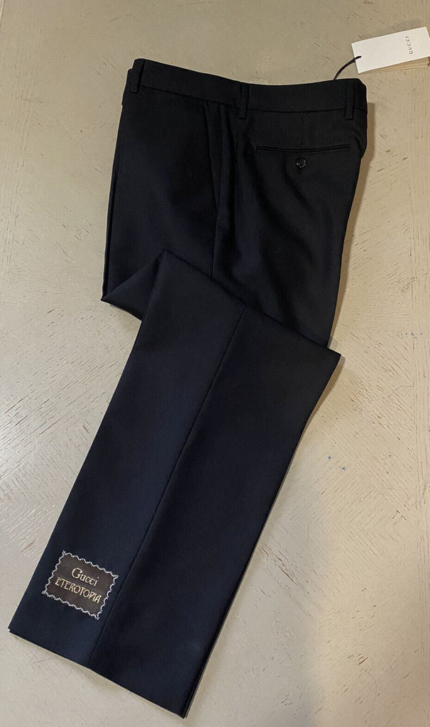 Neu mit Etikett: 1.500 $ Gucci Herren-Anzughose aus Panamawolle/Mohair, Schwarz, 38 US (54 Eu)