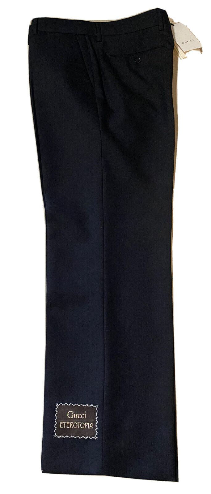 Neu mit Etikett: 1.500 $ Gucci Herren-Anzughose aus Panamawolle/Mohair, Schwarz, 38 US (54 Eu)