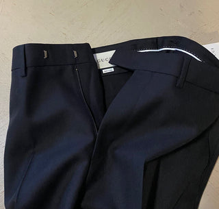 Neu mit Etikett: 1.500 $ Gucci Herren-Anzughose aus Panamawolle/Mohair, Schwarz, 38 US (54 Eu)