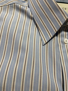 Neues klassisches Herrenhemd von Gucci, blau gestreift, Größe 42/16,5, Italien