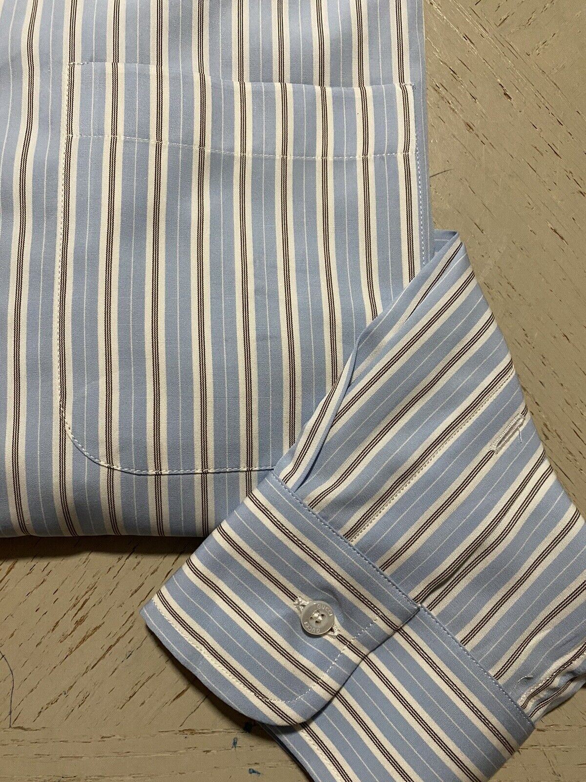 New Gucci Men’s Classic Dress Shirt Blue Striped Size 42/16.5 Italy