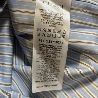 Neues klassisches Herrenhemd von Gucci, blau gestreift, Größe 42/16,5, Italien