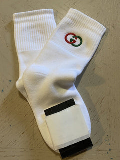 NWT Gucci Mini Greek Socks With Gucci Monogram While Size M Italy