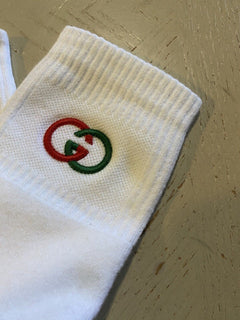 NWT Gucci Mini Greek Socks With Gucci Monogram While Size M Italy