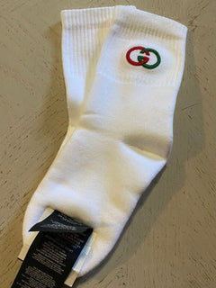 NWT Gucci Mini Greek Socks With Gucci Monogram While Size M Italy