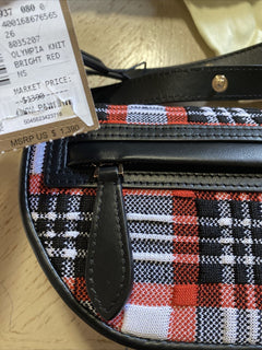Новая вязаная седельная сумка Burberry Olympia Tartan, красный/мульти, Италия