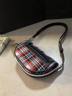Новая вязаная седельная сумка Burberry Olympia Tartan, красный/мульти, Италия