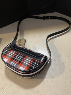 Новая вязаная седельная сумка Burberry Olympia Tartan, красный/мульти, Италия
