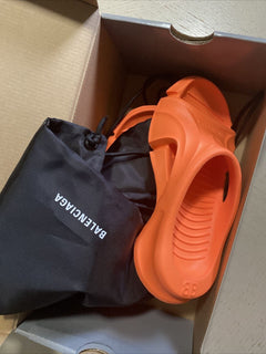NIB 350 $ Balenciaga Damen Mold Slide Sandalen Schuhe Orange Größe 8 US