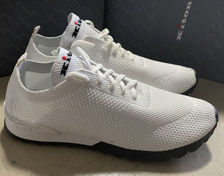 Neue 695 $ Kiton leichte Herren-Sockensneaker in Weiß, Größe 10 US/43 EU, Italien