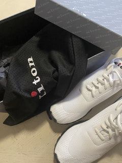 Neue 695 $ Kiton leichte Herren-Sockensneaker in Weiß, Größe 10 US/43 EU, Italien