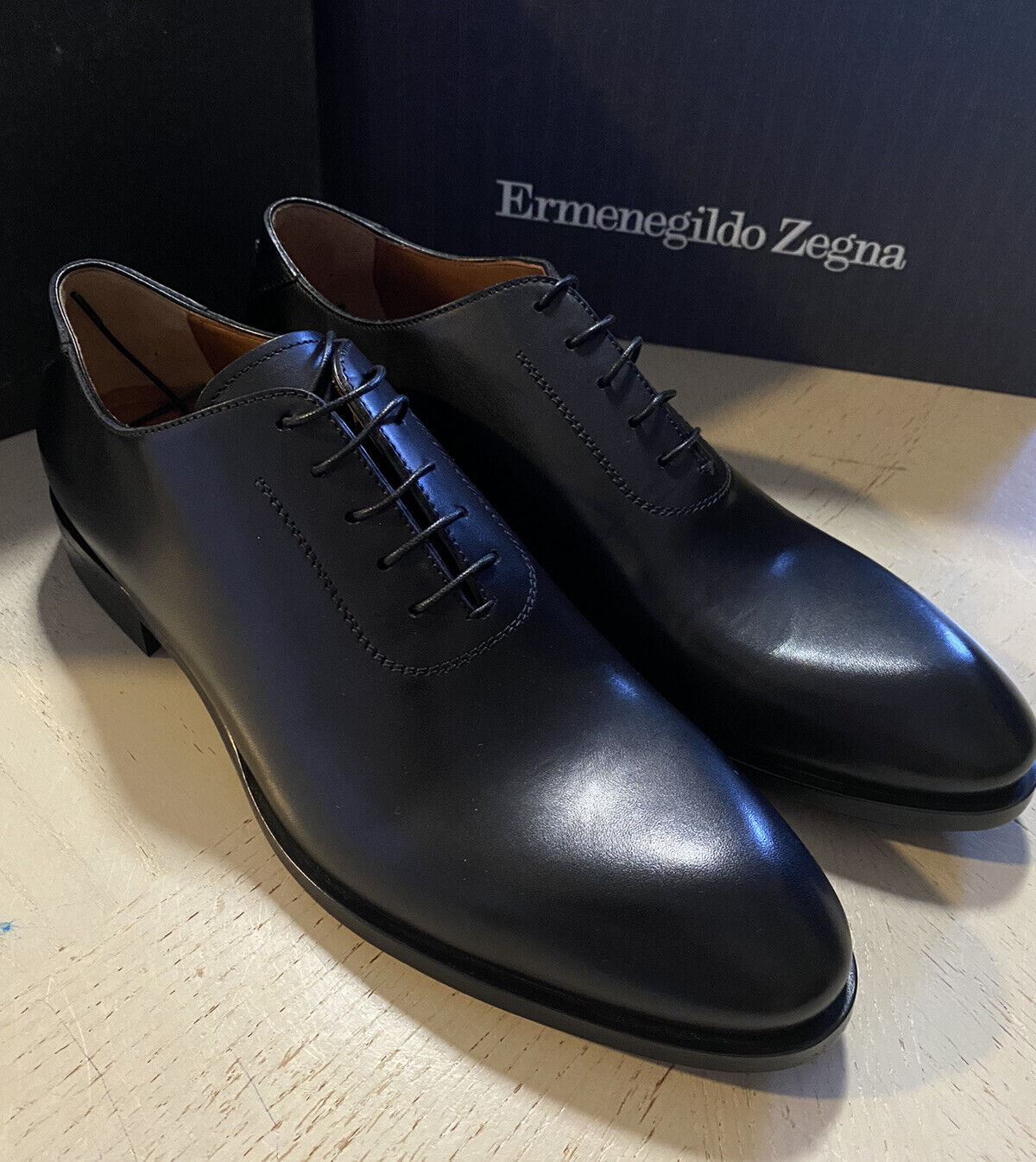 Neue 950 $ Ermenegildo Zegna Couture Oxford-Lederschuhe Schwarz 10 US Italien