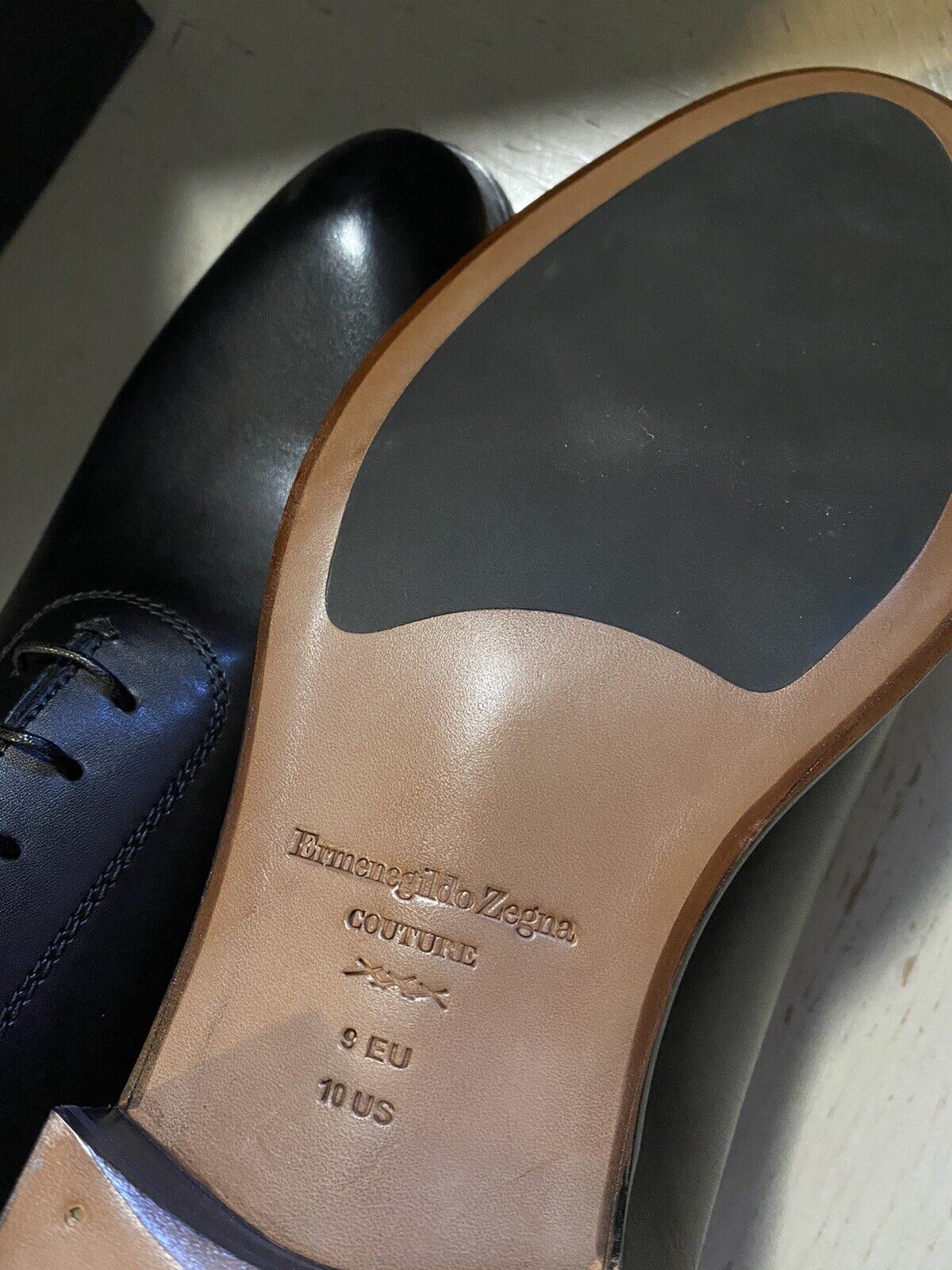 New $950 Ermenegildo Zegna Couture Oxford Leather Shoes Black 10 US Italy