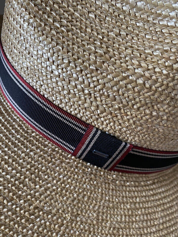 NWT Saint Laurent Men Straw Fedora Hat Beige Size S Italy