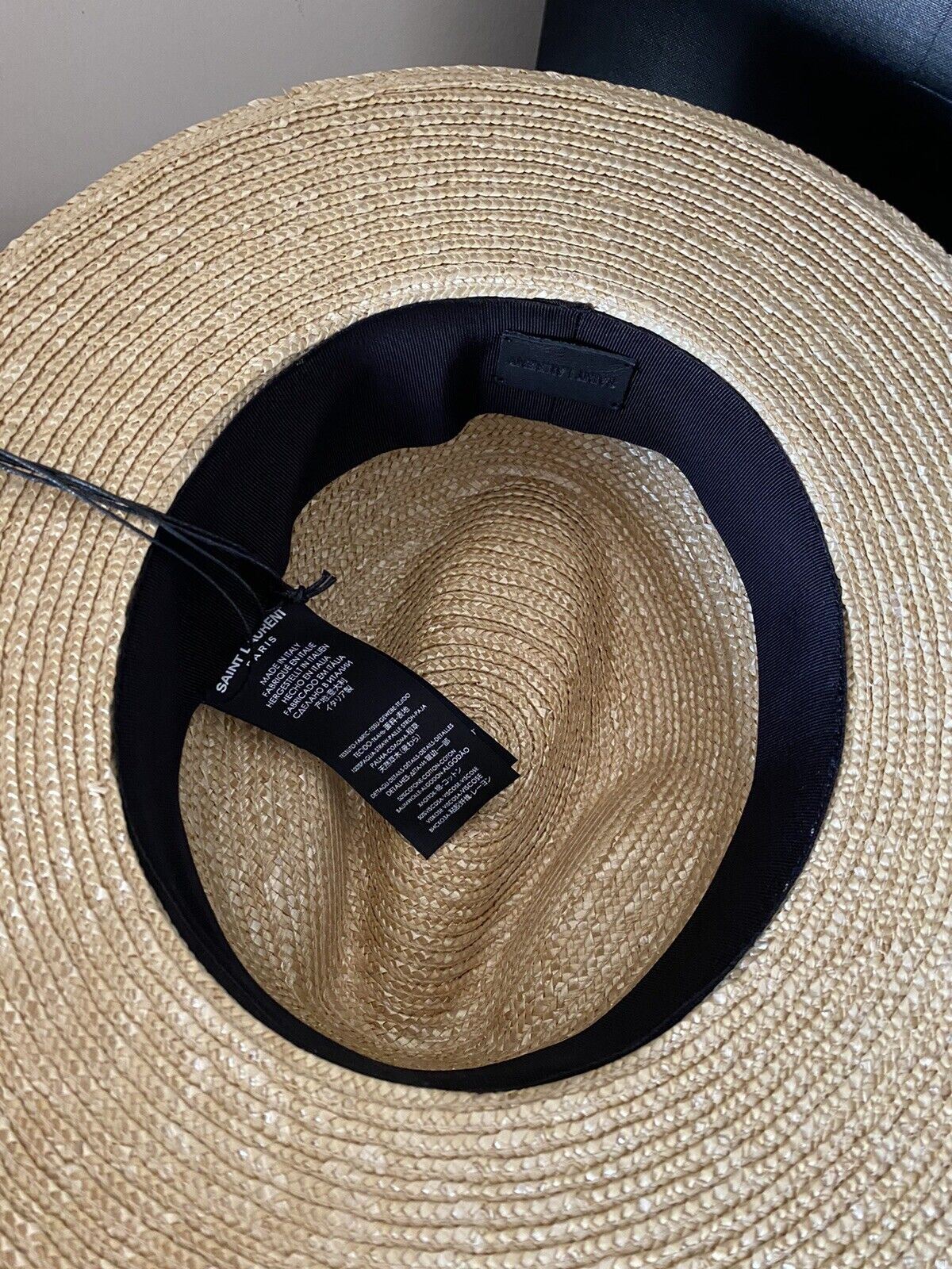Мужская соломенная шляпа-федора NWT Saint Laurent, бежевая, размер S, Италия