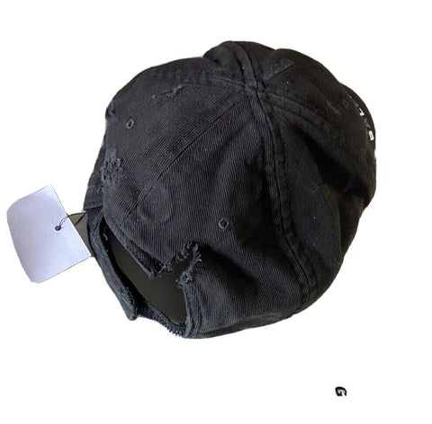 NWT Balenciaga Herren Destroyed Logo Baseball Cap Hut Ecru Schwarz Größe L Italien