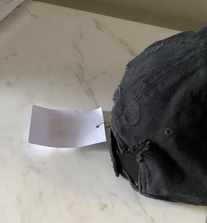 NWT Balenciaga Mens Destroyed Logo Baseball Cap Hat Ecru Black Size L Italy