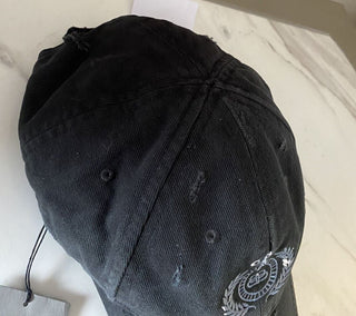 NWT Balenciaga Mens Destroyed Logo Baseball Cap Hat Ecru Black Size L Italy