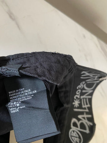 NWT Balenciaga Herren Destroyed Logo Baseball Cap Hut Ecru Schwarz Größe L Italien