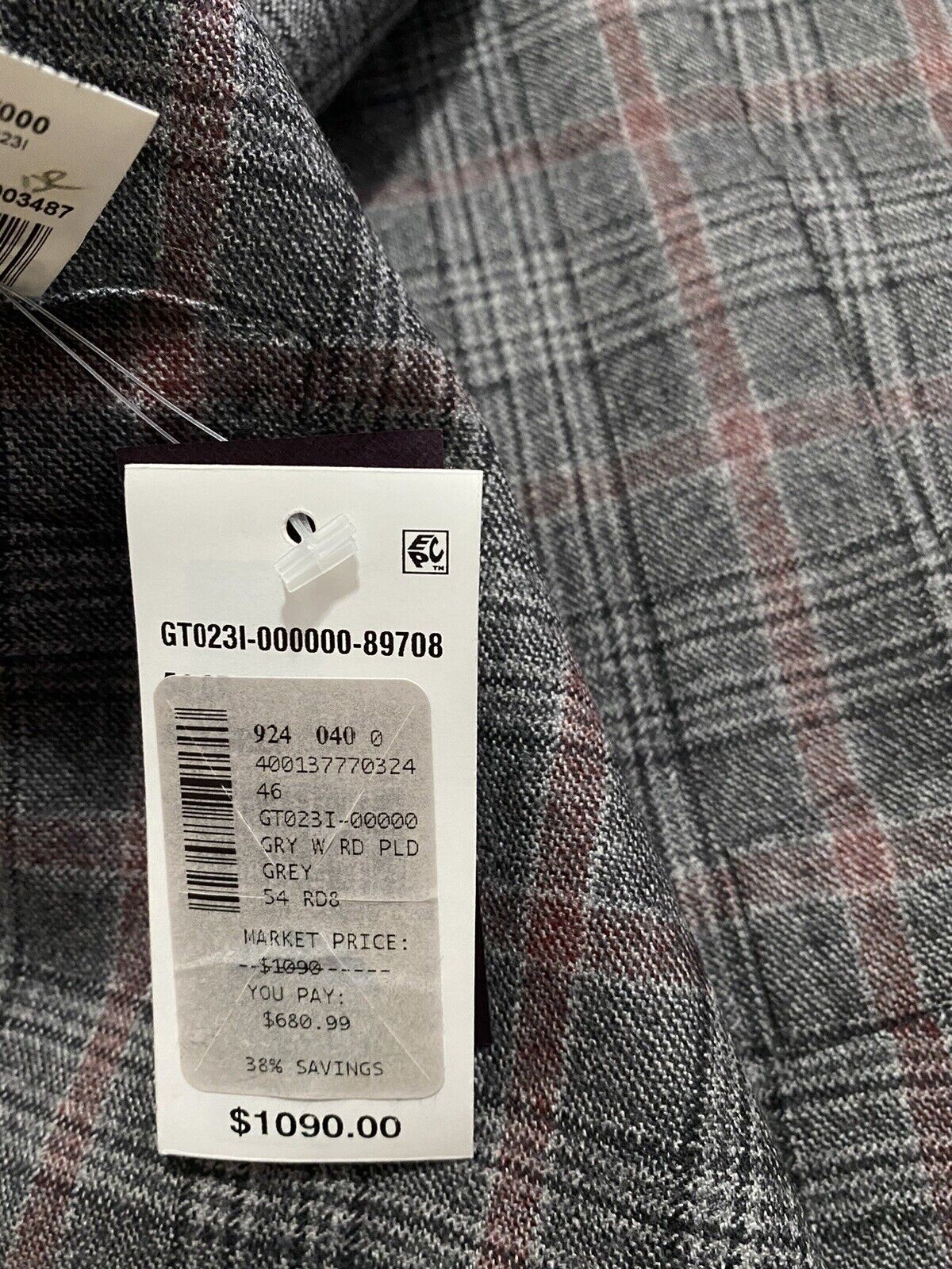 New $1090 Isaia Men Plaid Wool Waist Gilet Gray Size 44 US/54 Eu Italy