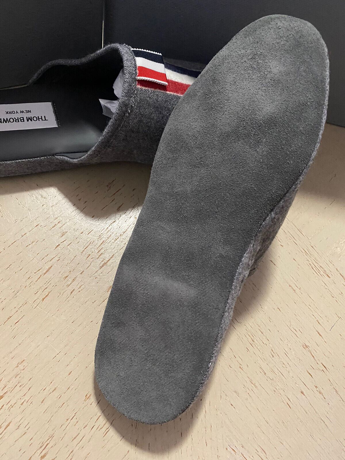 NIB $450 Мужские тапочки Thom Browne из шерсти/кашемира сандалии серого цвета 9 США/42 ЕС Италия