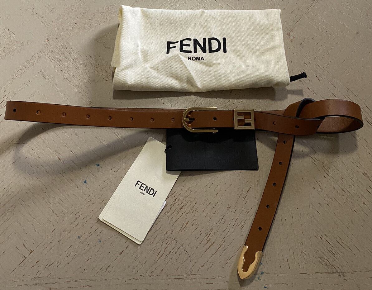Новый женский кожаный ремень с петлей Fendi FF за 690 долларов, один размер, коричневый, Италия