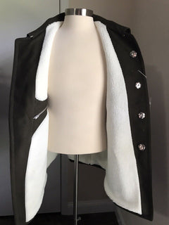 Neu $2790 Maison Margiela Kaban Kunstpelz gefütterter Jackenmantel Olivgrün 38/48 Ita
