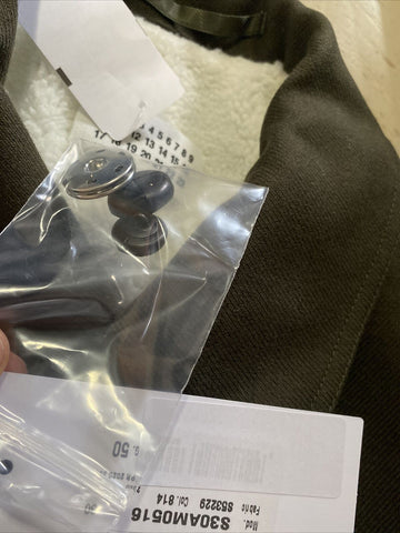 Neu $2790 Maison Margiela Kaban Kunstpelz gefütterter Jackenmantel Olivgrün 40/50 Ita