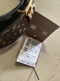 New Burberry TB Canvas & Leather Reversible Belt Brown/Black 80/32 Italy