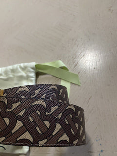 New Burberry TB Canvas & Leather Reversible Belt Brown/Black 80/32 Italy