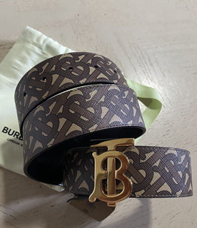 New Burberry TB Canvas & Leather Reversible Belt Brown/Black 80/32 Italy