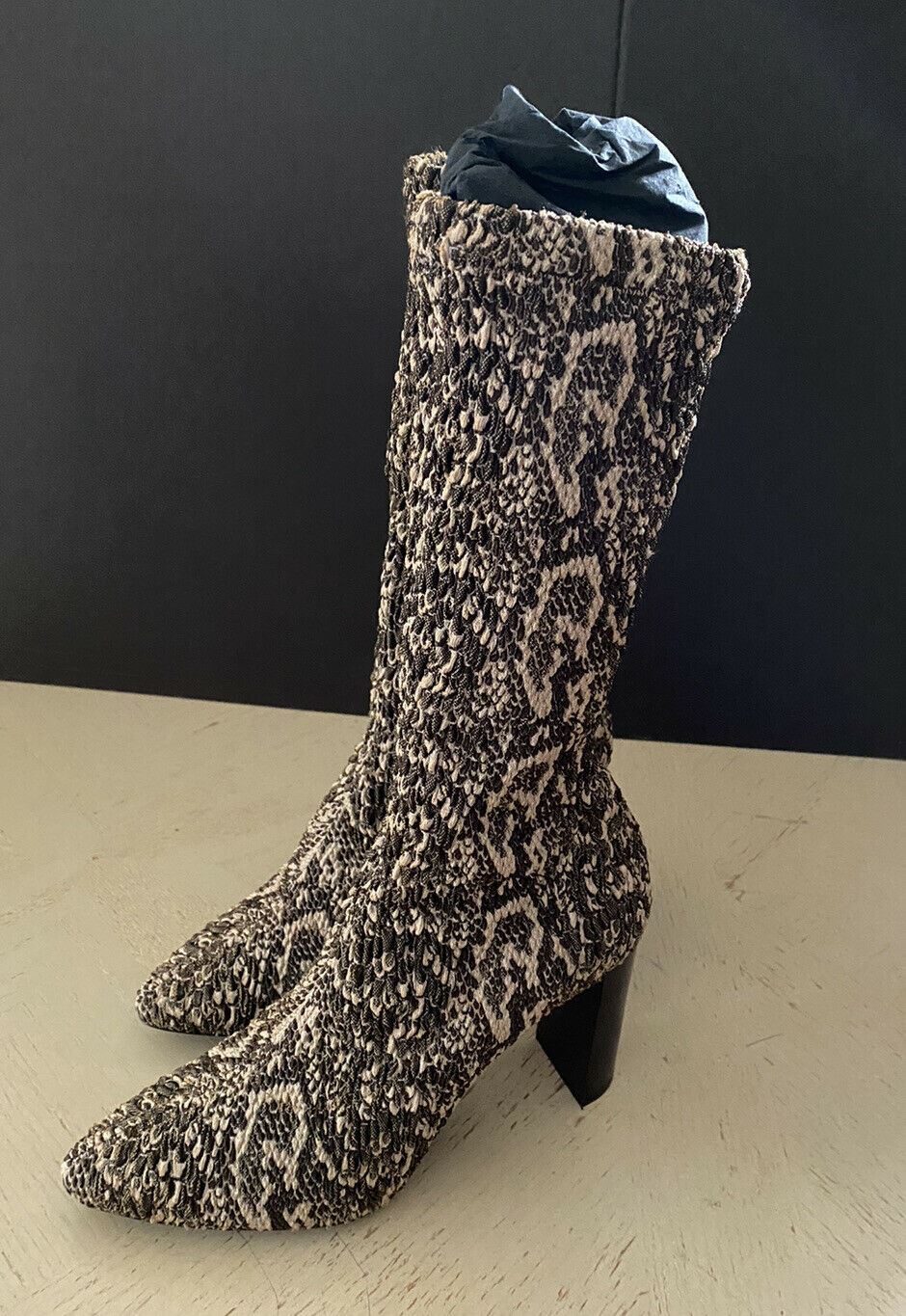 NIB $1295 Saint Laurent Женские вязаные ботинки-носки Обувь Python Stretch 10,5/40,5
