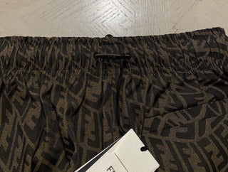 Neu 890 $ Fendi Damen FF Vertigo Canvas Shorts Hose Tabak 44/10 Italien