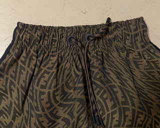 Neu 890 $ Fendi Damen FF Vertigo Canvas Shorts Hose Tabak 44/10 Italien