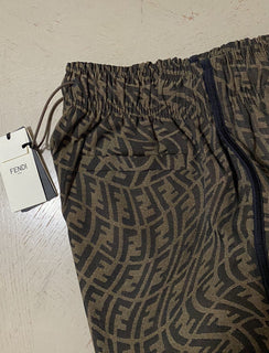Neu 890 $ Fendi Damen FF Vertigo Canvas Shorts Hose Tabak 44/10 Italien