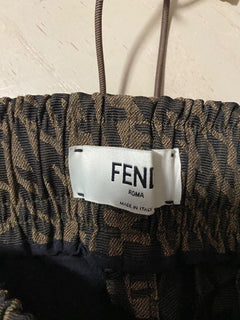 Neu 890 $ Fendi Damen FF Vertigo Canvas Shorts Hose Tabak 44/10 Italien